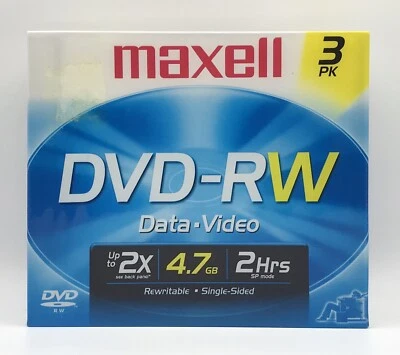 Maxell DVD-RW Data Video 3 Pack - NEW SEALED - Image 1 of 2
