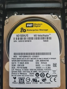 FESTPLATTE WD VELOCIRAPTOR WD1500HLHX 150GB 10000U/min 32MB SATA III 2.5'' Zoll - Bild 1 von 5