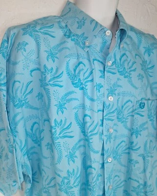 Camisa Panhandle Manga Corta Con Botones Para Hombre XXL, Estampado Floral Aqua Foto 1 de 4