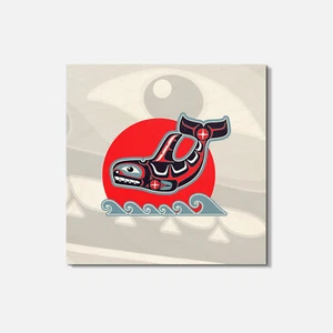 Orca Killer Whale Animal 4'' X 4'' Square Wooden Coaster - Foto 1 di 3