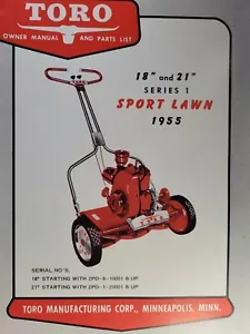 TORO 18 21 ser 1 Sport Lawn 1955 Walk-Behind Gas Reel Mower Owner & Parts Manual - Picture 1 of 1