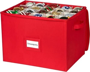 HOLDN’ STORAGE Christmas Ornament Storage Box -Store 80- 3” Holiday Ornaments - Picture 1 of 17