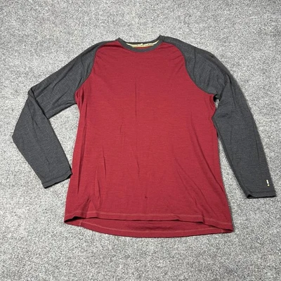 Camisa Smartwool Para Hombres XL Roja Gris Merino 250 Capa Base Manga Larga Crew Raglán Foto 1 de 4