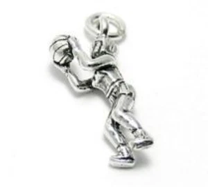 925 Sterling Silver 3D Female Basketball Player Charm - Picture 1 of 1