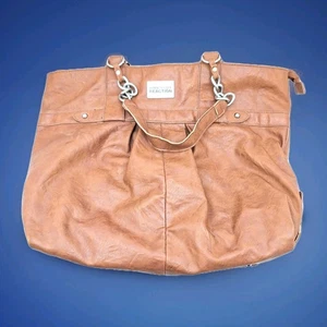 Vintage Y2K Kenneth Cole Reaction Brown Leather Purse Handbag Large Tote Bag - Picture 1 of 6