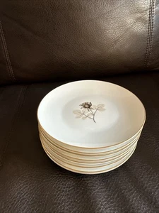 (8) Juego de 5 platos de pan y mantequilla Rosenthal sombra rosa marrón negro con oro 6" - Imagen 1 de 10