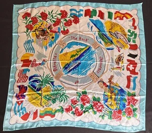 Vintage Souvenir Schal Gibraltar The Rock Scarf aus Spanien Stierkämpfer Señorita - Bild 1 von 7
