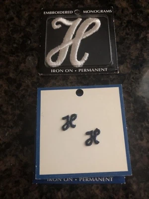 Joy Embroidered Monograms “H” Black & White Iron On - Image 1 of 2