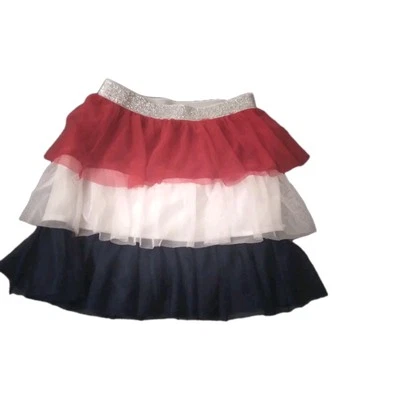 Falda 4 de Julio Niñas Talla 6 Rojo Blanco Azul América Patriótica Bandera Rayas Tutú Foto 1 de 4