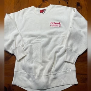 Sudadera Footwork Porsche Vintage Blanca Cuello Redondo Dragster Boceto Gráfico Grande - Imagen 1 de 3