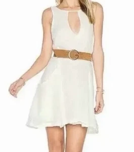 FREE PEOPLE Smooth Sailing Slip Dress Womens XS White Linen Sleeveless Mini EUC - Picture 1 of 11