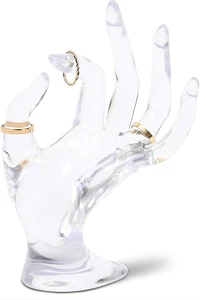 Porta anelli trasparente a forma di mano supporto espositore gioielli anello espositore 6,3 pollici - Foto 1 di 12