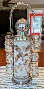 Schöne 40er Jahre Glas Karaffe Schnapsgläser Henkelhalter Barware. Not Working - Bild 1 von 5