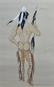 SIOUX KRIEGER - Kostüm Illustration Gemälde von Anthony Holland (1912-2001) - Bild 1 von 3