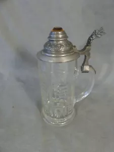 alter Bierkrug Zinndeckel Glas 0,5 liter - Bild 1 von 6