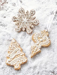 NEW!~RAZ Imports~4.5" White Icing Gingerbread Christmas Ornament~Set 3~Tree/Snow - Picture 1 of 2