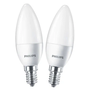 2x Philips 5.5W = 40W SES/E14 LED Candle EyeComfort Warm White 2700K (non-dim) - Picture 1 of 3