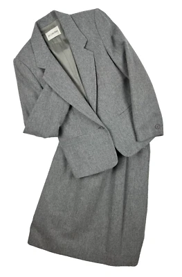 JH Collectibles Women's Fitted Professional Wool Skirt Suit Gray Lined - Sz 6&8 - Image 1 of 4