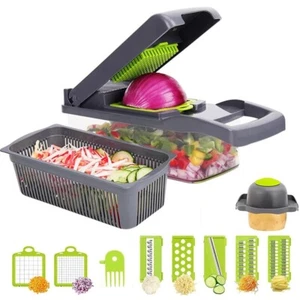 Affettatrice manuale affetta taglia verdure 12 in 1 mandolina con contenitore - Foto 1 di 3