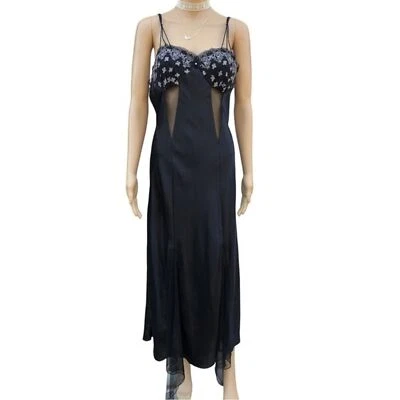 Vestido Ivy And Annabelle Intimates Talla M Negro Con Cuentas Sin Mangas Sin Mangas Foto 1 de 4