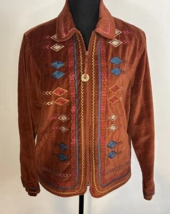 Aztec Cold Water Creek Embroidered Southwest Zip Jacket PL Women’s - Picture 1 of 14