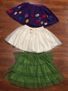 3 PCS JUNIOR GIRLS SZ 7/8 M/L Tulle TUTU SKIRTS Green Ivory and Purple - Picture 1 of 9