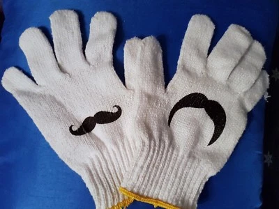 Guantes Bigote Blanco con Algodón Bigote Negro Foto 1 de 2