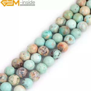Natural Round Old Turquoise Peru Turquoise Vintage Beads For Making Jewelr 15" - Picture 1 of 47
