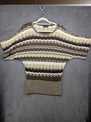 Brittany Black Sweater Womens Medium Brown Beige Wide Sleeve Vintage - Image 1 of 4