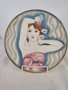Italy Vincente Tiziano La Belle Femme "Gigi" Hand Etched & Painted Plate #3693 - Picture 1 of 8