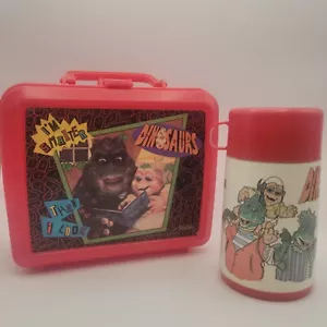 Vintage 1994 Dinosaurs TV Show Lunch Box Red Aladdin Made In USA Father Baby - Picture 1 of 10