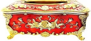 Chandler Decorative Tissue Holder Box – Red with Gold – Royal Colors Collection - Picture 1 of 10