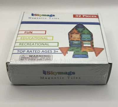 SKYMAGS Magnetic Tiles for Kids - 32 Piece Set - Image 1 of 3