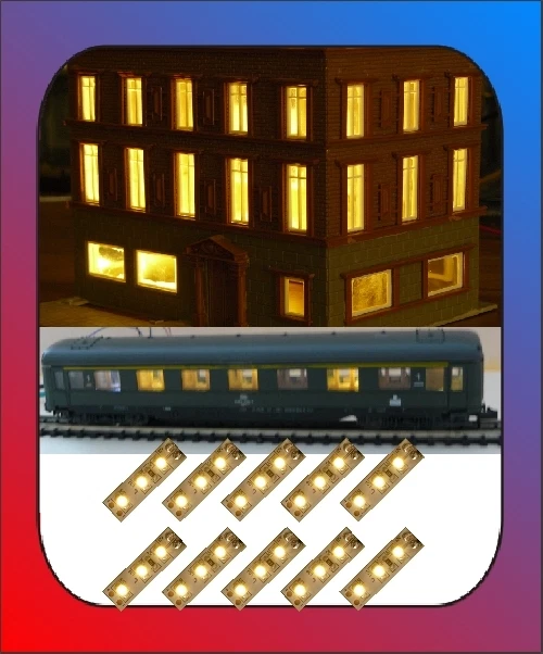 10 x LED house lighting wagon lighting building lighting 25x8 mm Warm White - Image 1 of 1