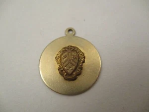 Vintage 12k Gold Filled Round Charm Pendant Coat of Arms Crest Automade - Picture 1 of 4
