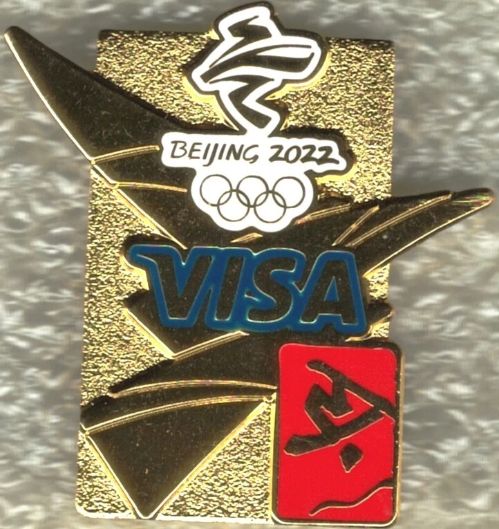 2022 Beijing VISA Logo Olympic Freestyle Skiing Games Mark Sponsor Sports Pin - Image 1 of 1