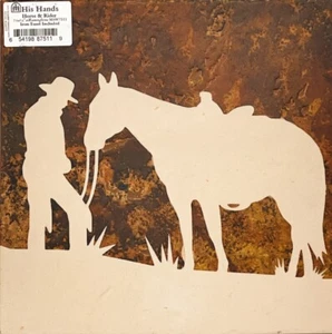 HIS HANDS ETCHED CERAMIC TILE WITH COWBOY & HIS HORSE - Picture 1 of 3