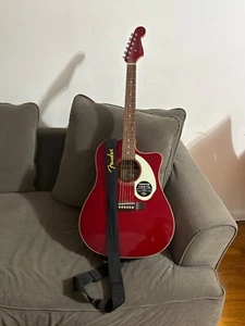 Fender Redondo Player Acoustic/Electric Guitar - Candy Apple Red w/ Walnut FB - Picture 1 of 4