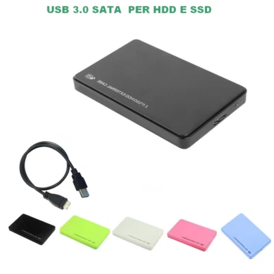 BOX CASE SLIM ESTERNO HARD DISK 2,5" SATA HD HDD USB 3.0 CAVO ADATTATORE DRIVE - Immagine 1 di 4