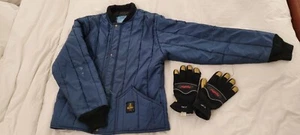 RefrigiWear Cooler Jacket 0525R Large Zip Snap & Freezer Gloves 282 Large - Picture 1 of 19