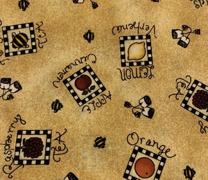 Tea Flavors Fabric By Debbie Mumm For SSI Vtg Raspberry Orange Spice Beige BTHY - Picture 1 of 16