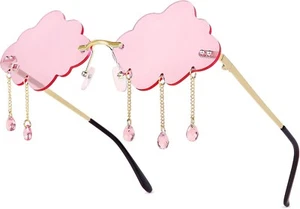 Cute Cloud Sunglasses, Rimless W/ Raindrop Pendents, Pack Of 3. Bag Included. - Picture 1 of 7