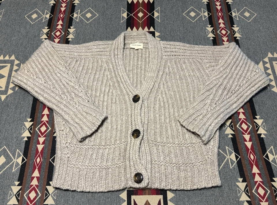 Cárdigan de gran tamaño Loulou Studio para mujer gris lana alpaca Saura T24 Foto 1 de 4