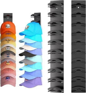 Hat Organizer Hold up to 20 Hats, 2 Pack Hat Rack for Wall with Strong Adhesive, - Picture 1 of 12