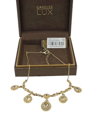COLLAR CAROLEE LUX EN FORMA DE PERA TONO DORADO JOYA NUEVO CON CAJA + ETIQUETA ~ 16" Foto 1 de 4