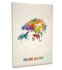 Hong Kong Watercolor Map Box Canvas and Poster Print (2129)