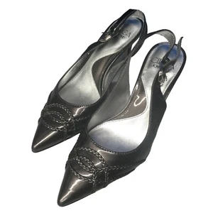 Circa Joan & David Brown Patent Braided Slingback Heels Ladies size 7 - Picture 1 of 8