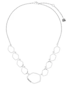 The Sak Womens CZ Open Pendant Collar Necklace Silver Metal 16 Inches - Picture 1 of 2