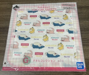 Pokemon Yum Yum Sweets Hand Towel Face Cloth Prize G Snorlax Psyduck Slowpoke - Picture 1 of 5