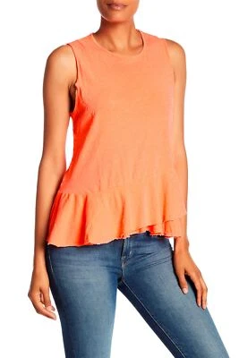 Sundry 163348 Women's Sleeveless Scoop Neck Peplum Hem Tank Top Orange Sz. 3 - Image 1 of 2